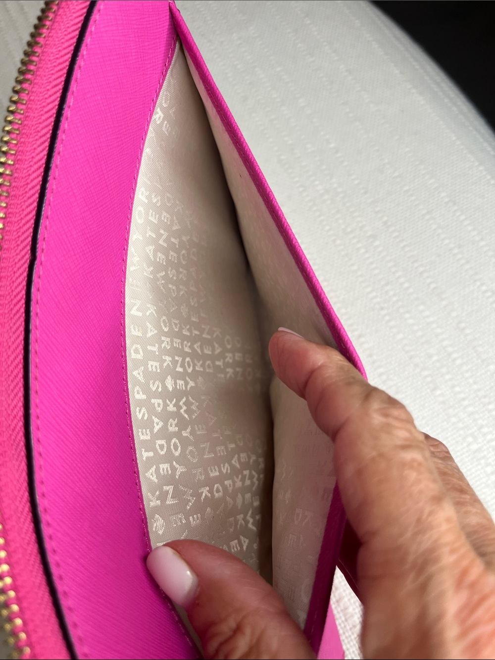 Kate Spade Saffiano Leather extra large Continental Wallet, bright fuchsia peony - Picture 6 of 16